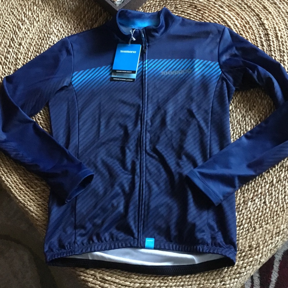 Shimano Blue Cycling Jacket with Light Blue Stripe